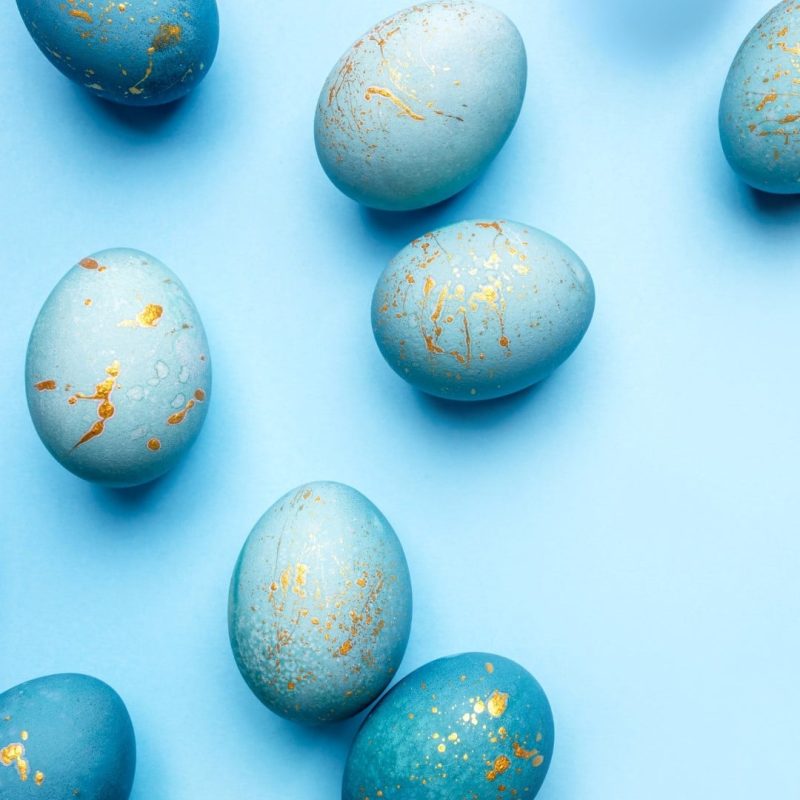 Ostereier, blau-gold